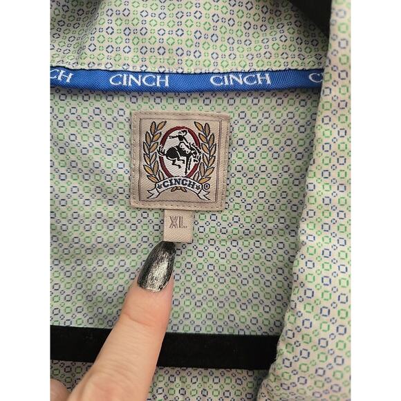 Cinch Green Geometric Long Sleeve Western Work Button Down Shirt Men's Size XL - Picture 4 of 5